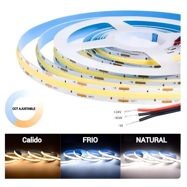 Tira led COB 576 Led/M 10Mts -24V Doble Temperatura -Mled