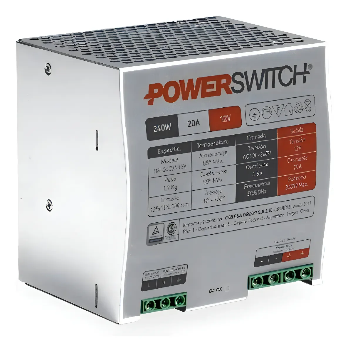 Fuente RIEL DIN Switchingh Gab 12V-20A - PowerSwitch
