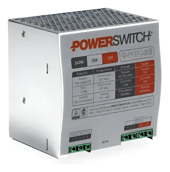 Fuente RIEL DIN Switchingh Gab 12V-20A - PowerSwitch