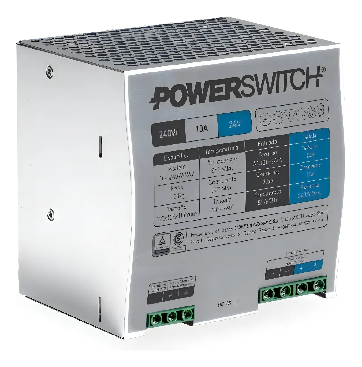Fuente RIEL DIN Switchingh Gab 24V-10A - PowerSwitch