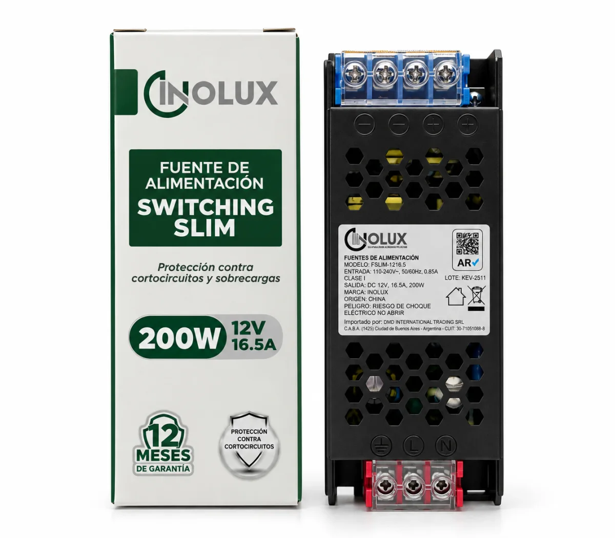 Fuente Switching Slim 12V 16.5A 200W Para Iluminación LED - INOLUX