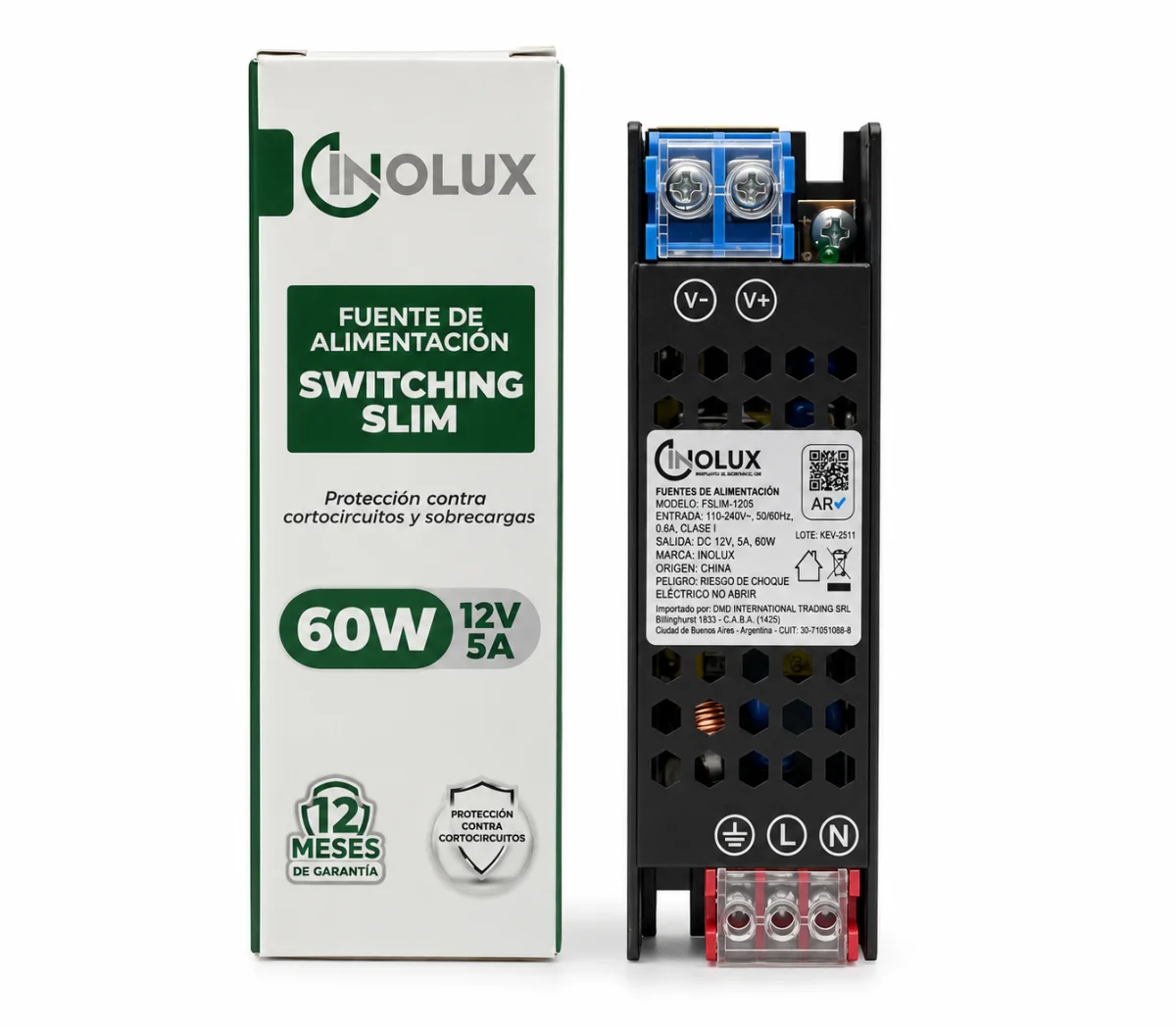 Fuente Switching Slim 12V 5A 60W Para Iluminación LED - INOLUX