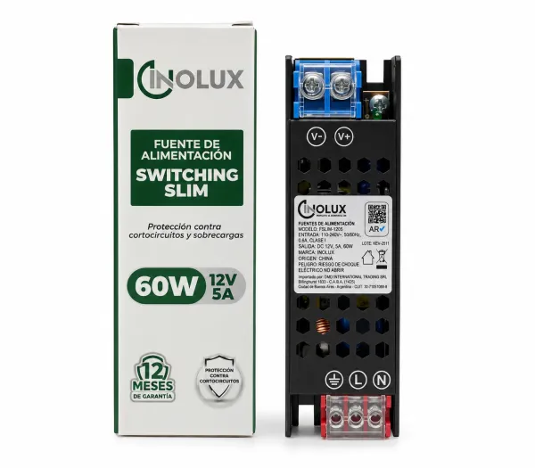 Fuente Switching Slim 12V 5A 60W Para Iluminación LED - INOLUX