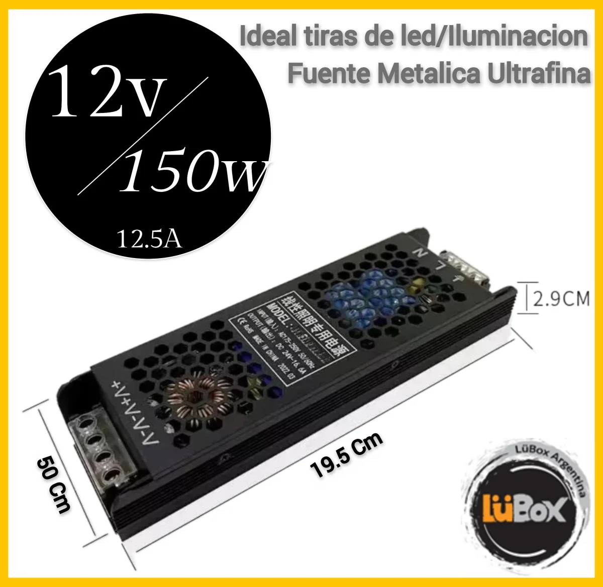 Fuente Switchingh ULTRAFINA - 12V - 12,5A - M-Led