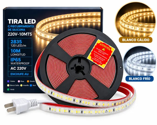 Manguera tira LED 220V directo 120 LED/m IP65 SMD 2835 - 10Mts - M-Led