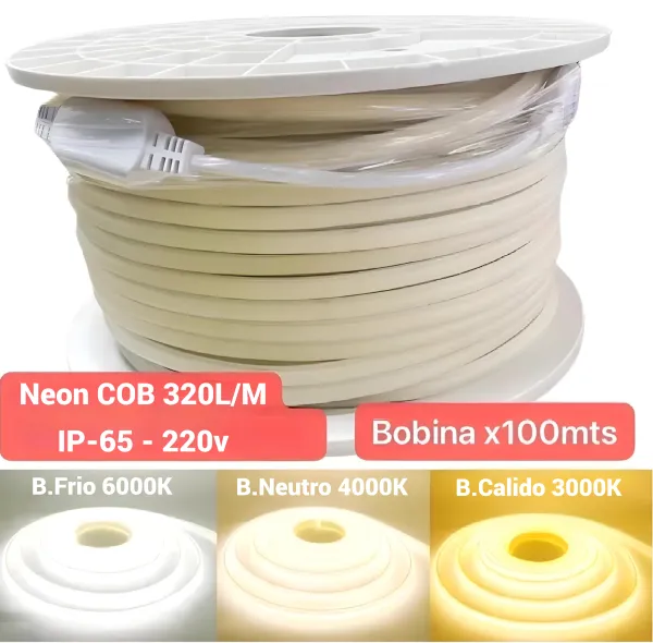 Rollo Neon COB 10*6 Mm - 100Mts - 220v - M-Led