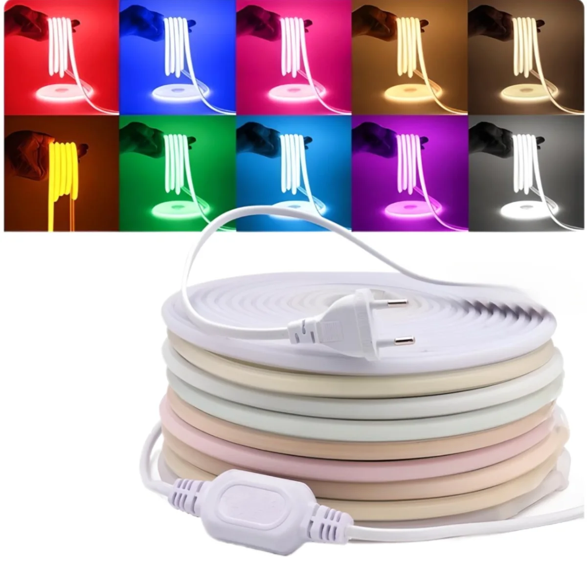 Rollo Neon COB 10*6 Mm 100Mts - 220v - Colores - M-Led