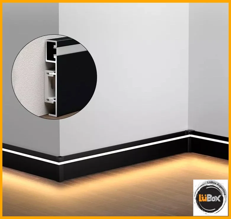 Zocalo Alum NEGRO APLICAR Pared para tira led 50*10mm 100Cm