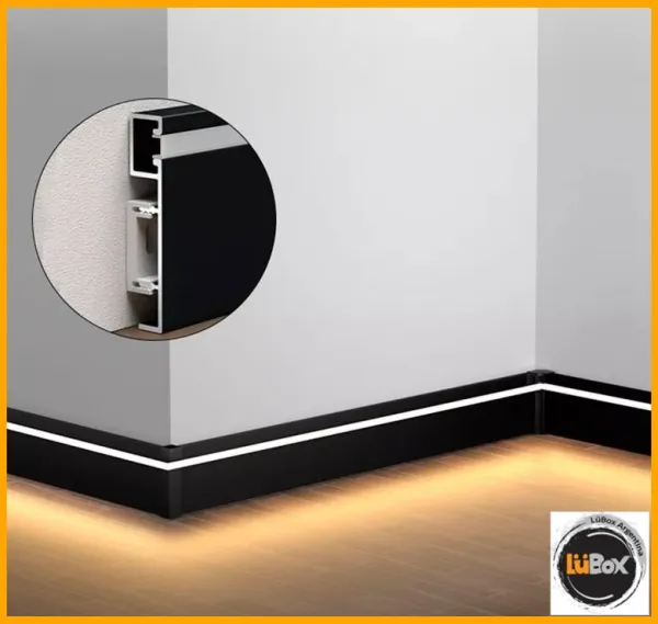 Zocalo Alum NEGRO APLICAR Pared para tira led 50*10mm 100Cm