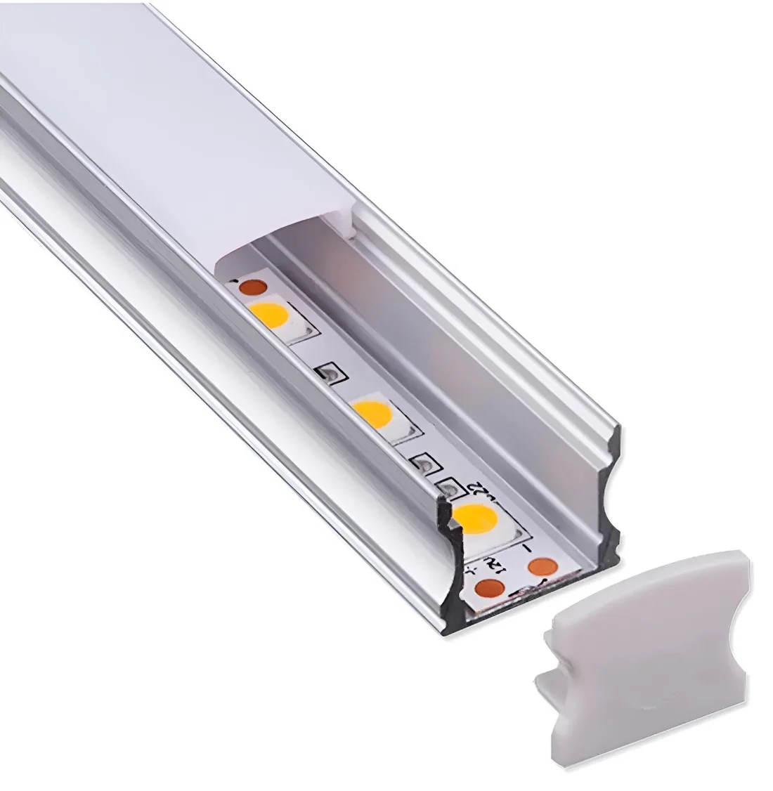 Perfil de Aluminio U 17x14,5mm Anodizado, Cover Opal Blanco x2m - Demasled