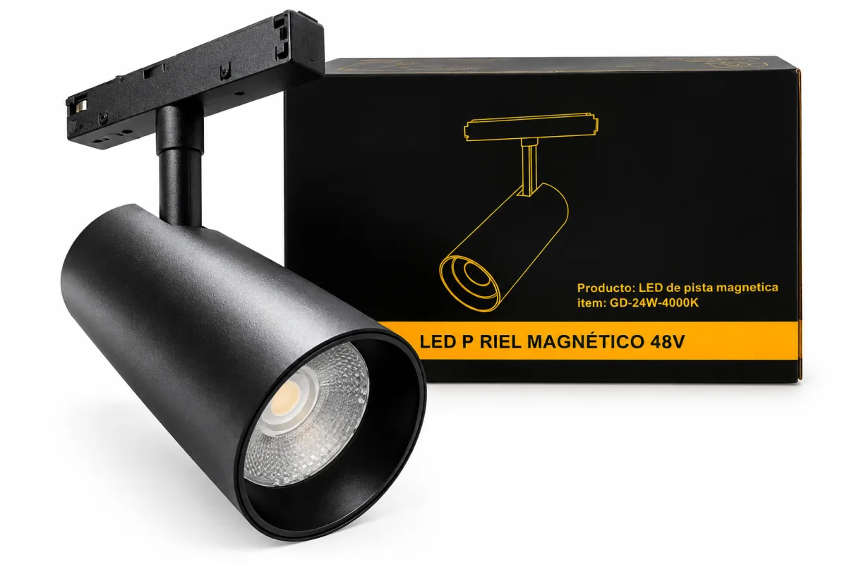 Spot Led Móvil 24w Para Riel Magnético MT-20 48v Negro