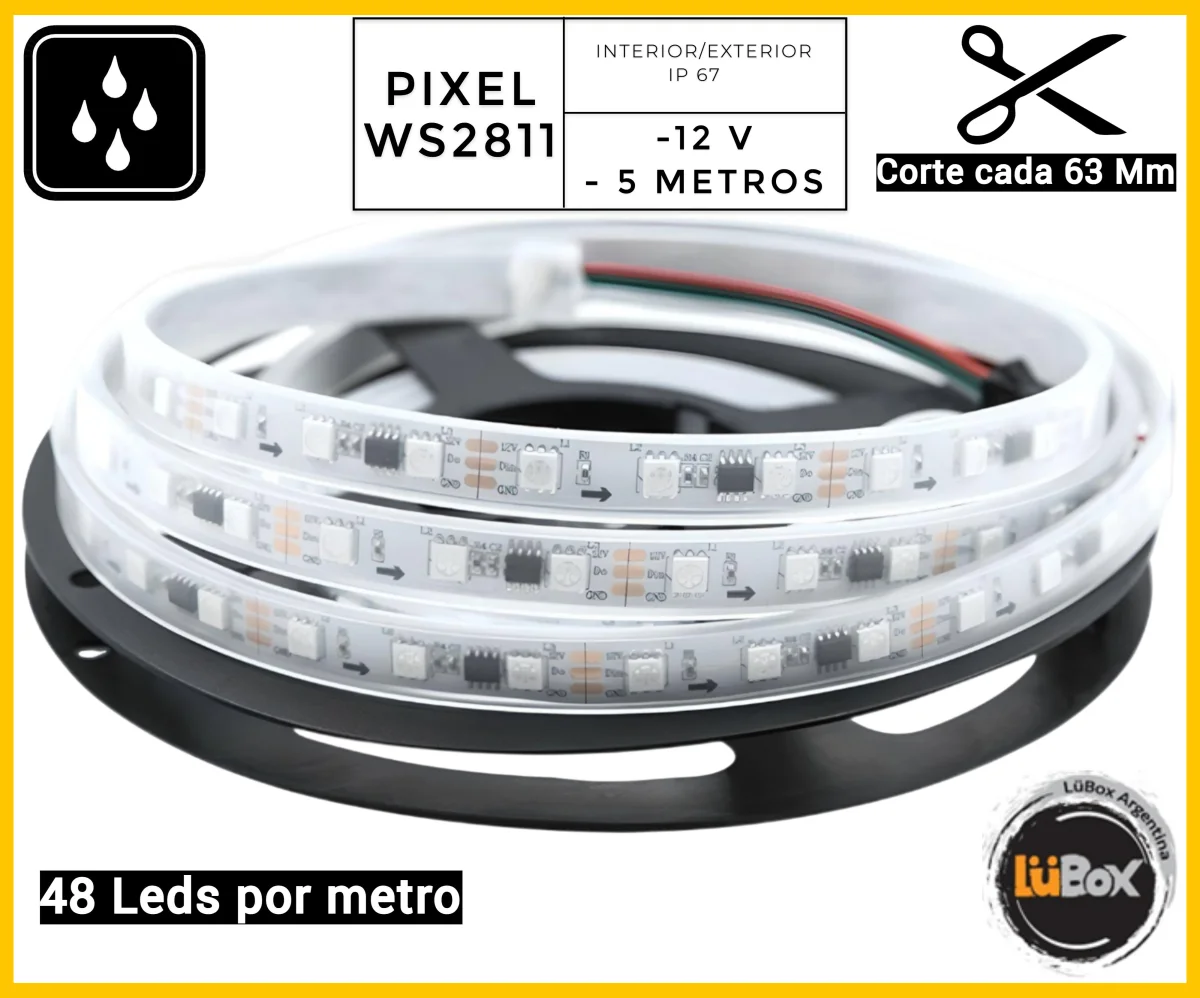 Tira Led PIXEL- 2811 - 48 L/M Exterior - 5Mt - 12V - Strong