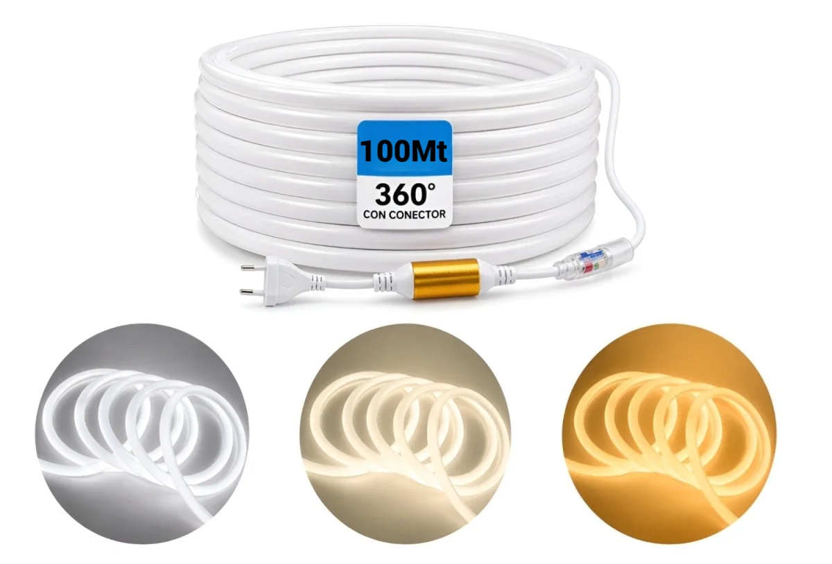 Bobina Neon Redondo 14*14 Mm 100Mts 220v 360° - M-Led